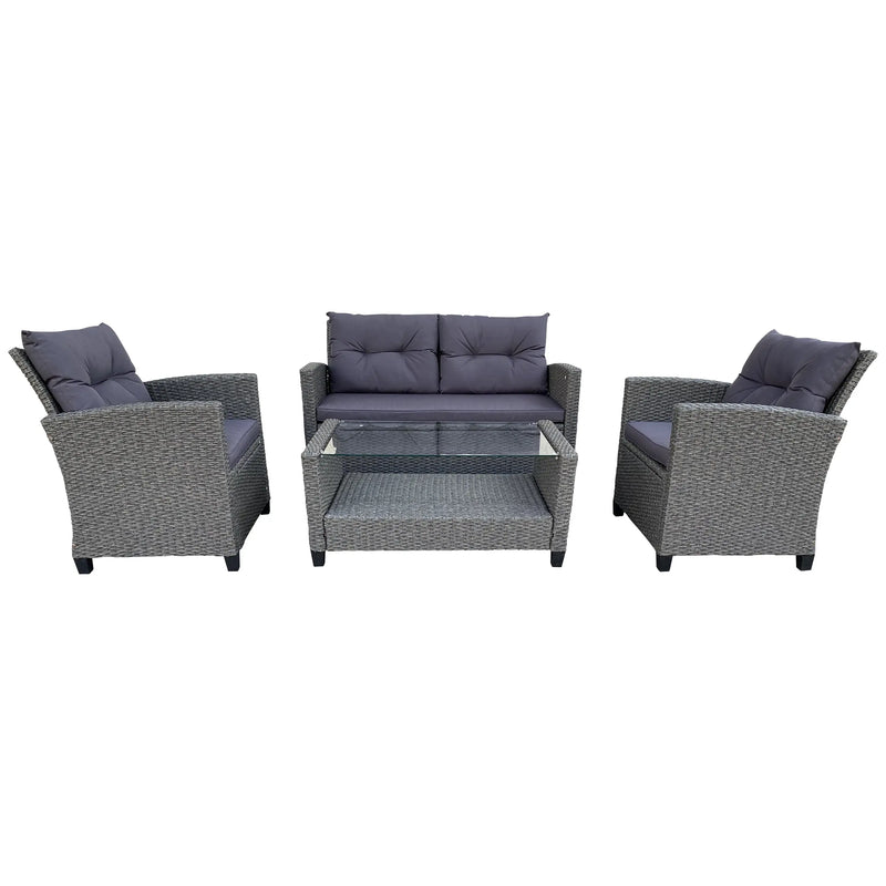 Cargue la imagen en el visor de la galería, Sala Rattan Color Gris para Exterior e Interior CHELSEA-SH006 CasaEaster