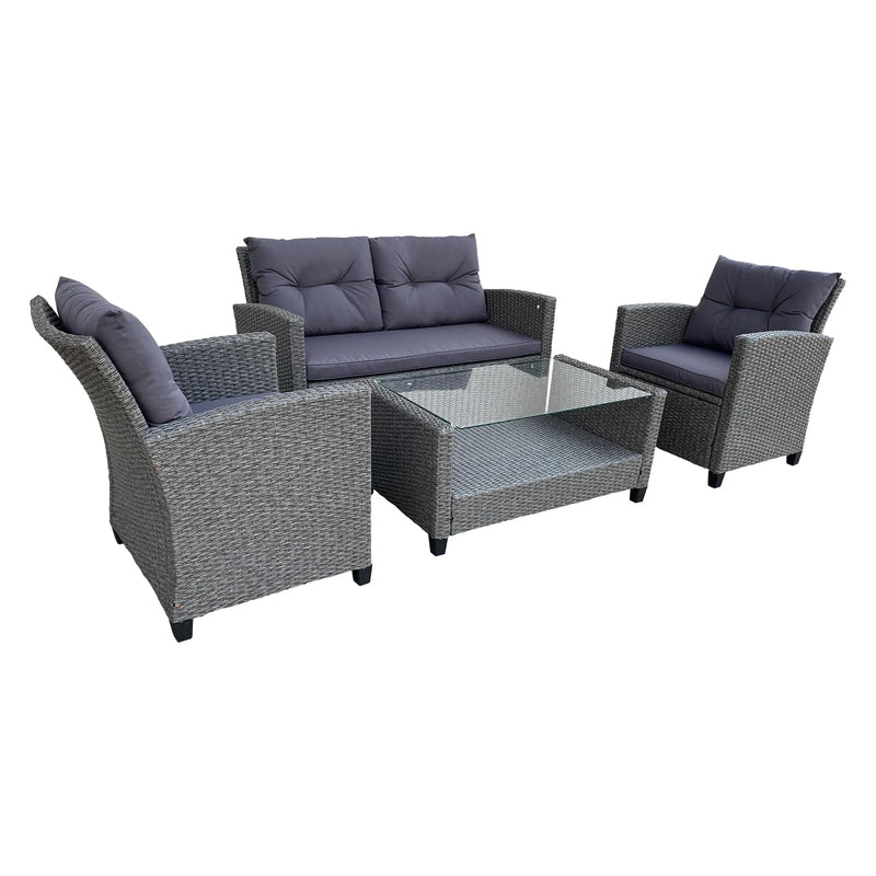 Cargue la imagen en el visor de la galería, Sala Rattan Color Gris para Exterior e Interior CHELSEA-SH006 CasaEaster