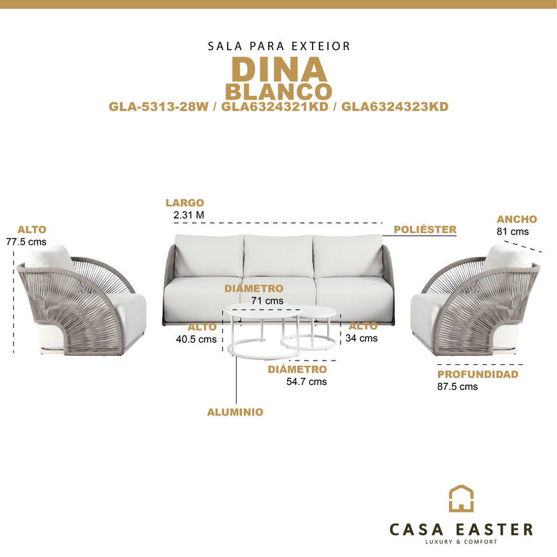 Cargue la imagen en el visor de la galería, Sala Triple Dina color Blanco CasaEaster