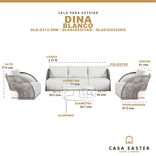 Sala Triple Dina color Blanco CasaEaster