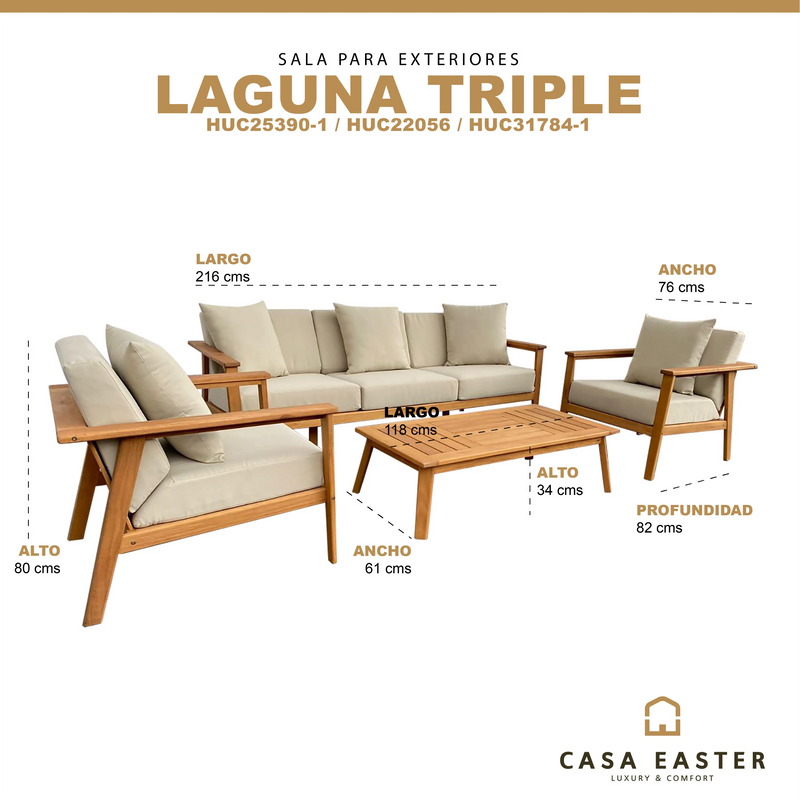 Cargue la imagen en el visor de la galería, Sala para Exterior e Interior Madera Acacia Color Natural LAGUNA TRIPLE-SDMPELT CasaEaster