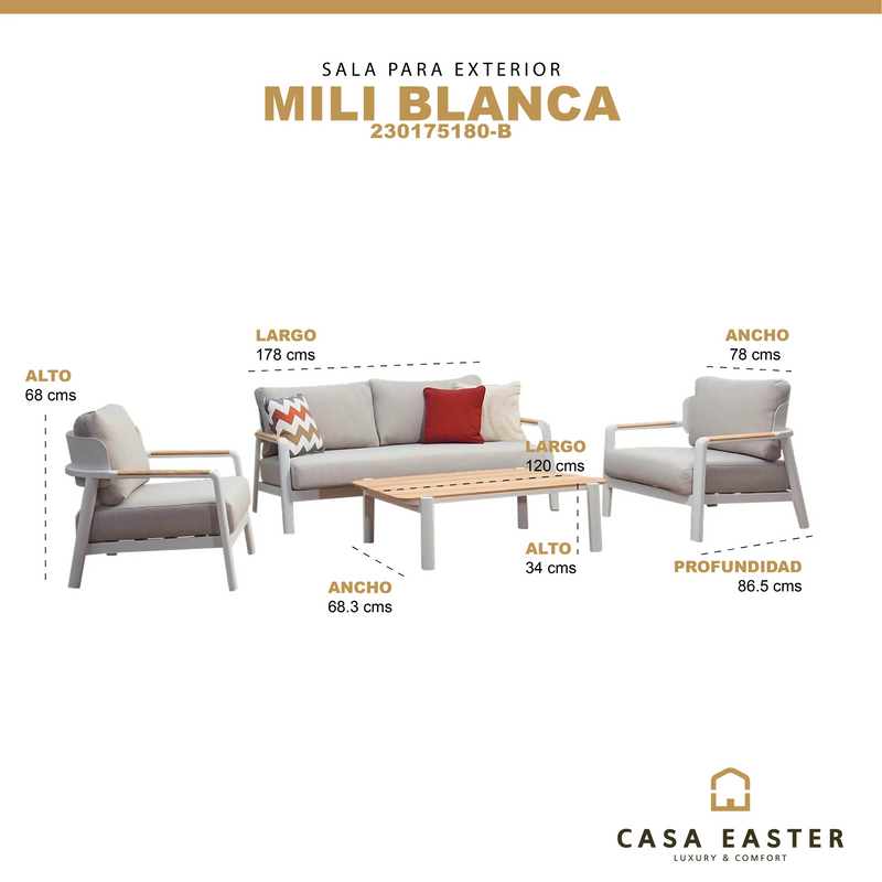 Cargue la imagen en el visor de la galería, Sala para Exterior e Interior de Aluminio Color Blanco MILI DOBLE-230175180-B