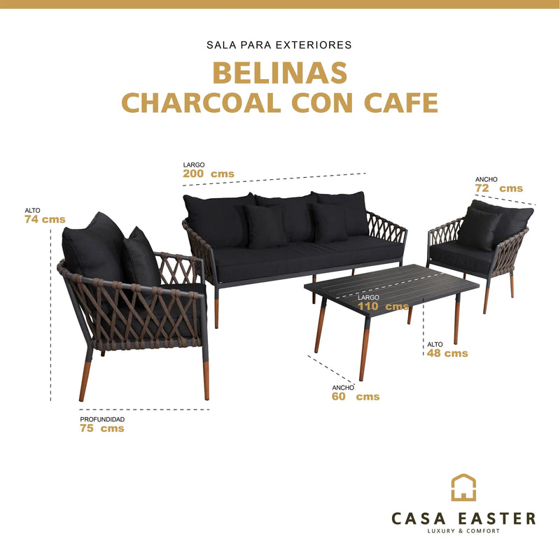 Cargue la imagen en el visor de la galería, Sala para Exterior e Interior de Aluminio Color Cafe BELINAS-55990