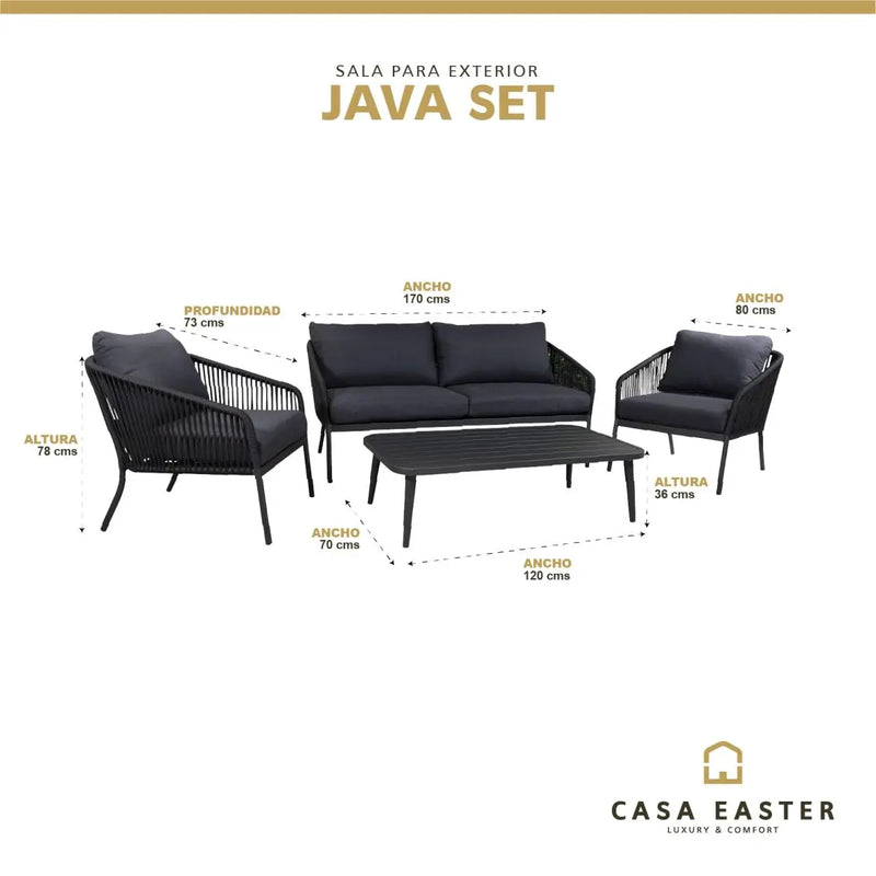 Cargue la imagen en el visor de la galería, Sala para Exterior e Interior de Aluminio Color Carbon JAVA DOBLE-SDAPEYJJDMCN-61524-st