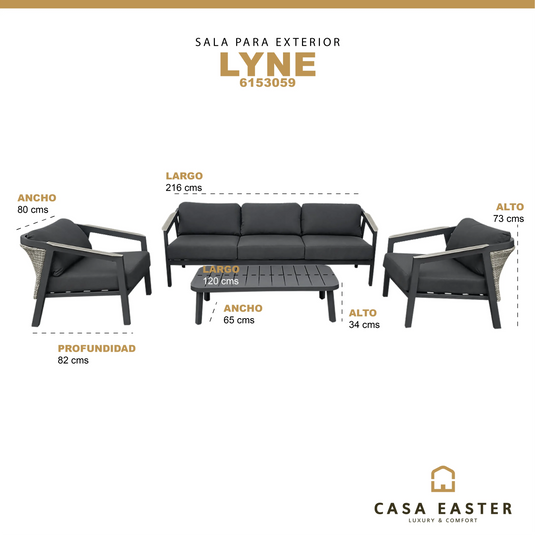 Sala para Exterior e Interior de Aluminio Color Carbon LYNE TRIPLE-6153059 CasaEaster