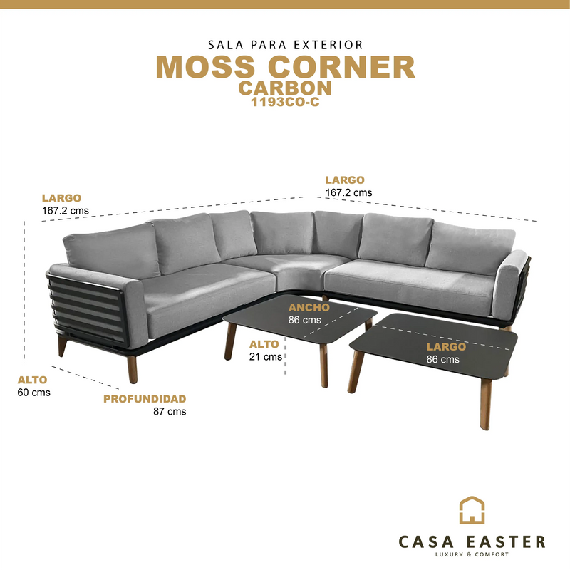 Cargue la imagen en el visor de la galería, Sala para Exterior e Interior de Aluminio Color Carbon-MOSS CORNER 1193CO-CA