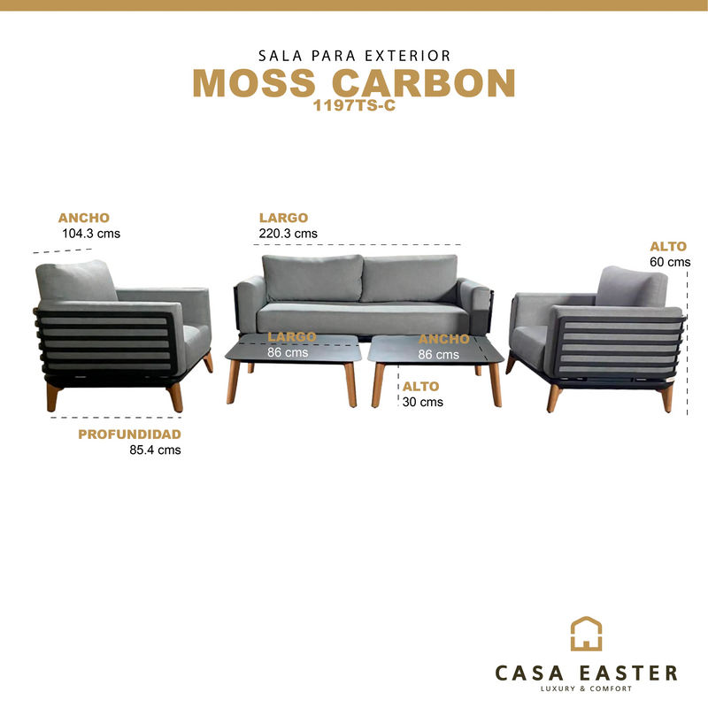 Load image into Gallery viewer, Sala para Exterior e Interior de Aluminio Color Carbon MOSS DOBLE-1193DO-CA CasaEaster