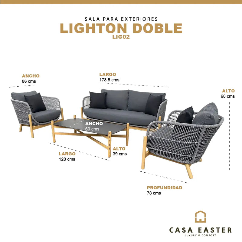 Load image into Gallery viewer, Sala para Exterior e Interior de Aluminio Color Gris LIGHTON DOBLE-LIG02 CasaEaster