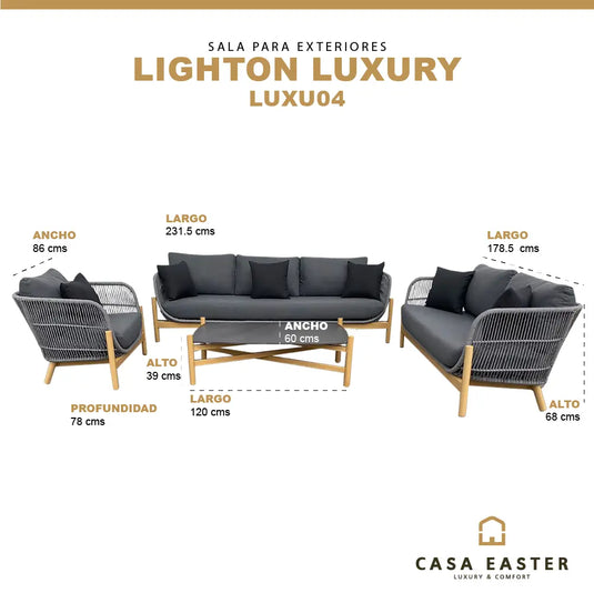 Sala para Exterior e Interior de Aluminio  Color Gris LIGHTON LUXURY -LUXU04 CasaEaster