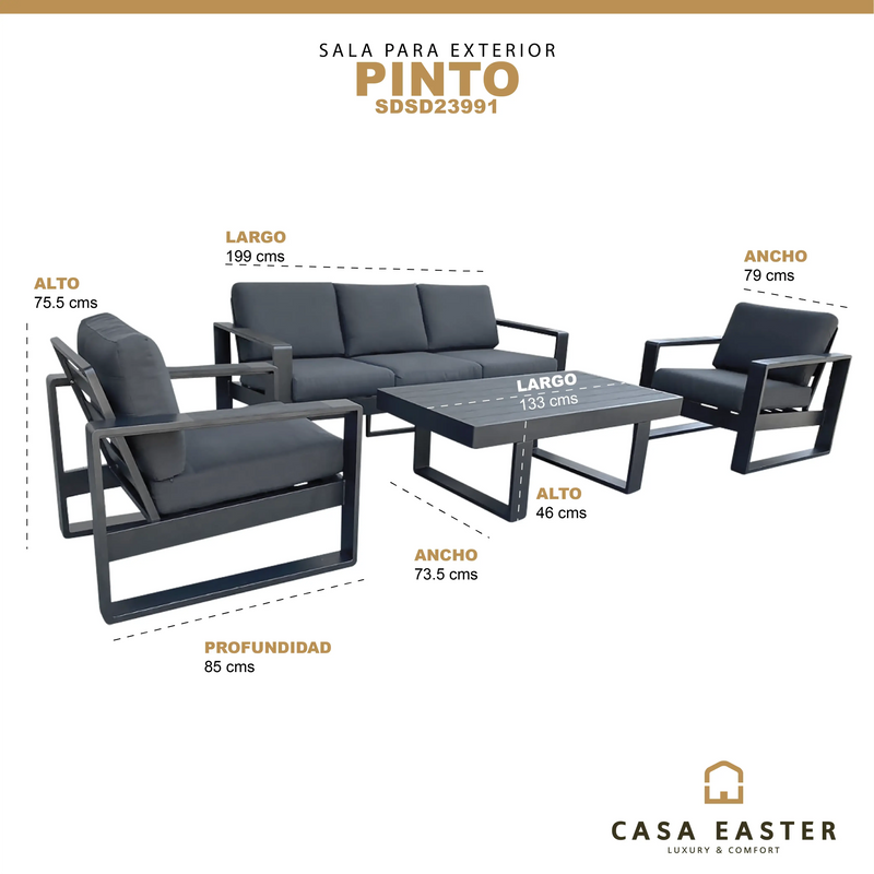 Load image into Gallery viewer, PINTO TRIPLE Gray Aluminum Outdoor and Indoor Living Room Set - SDSDS23998CH