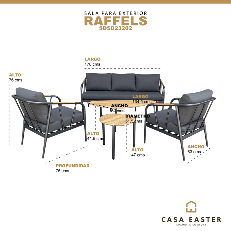 Cargue la imagen en el visor de la galería, Sala para Exterior e Interior de Aluminio Color Gris RAFFELS-SDSD23202 CasaEaster