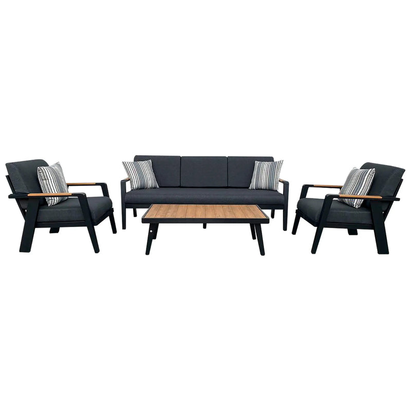 Cargue la imagen en el visor de la galería, Sala para Exterior e Interior de Aluminio Color Negro ANABELLE- TRIPLE-01223-Blk