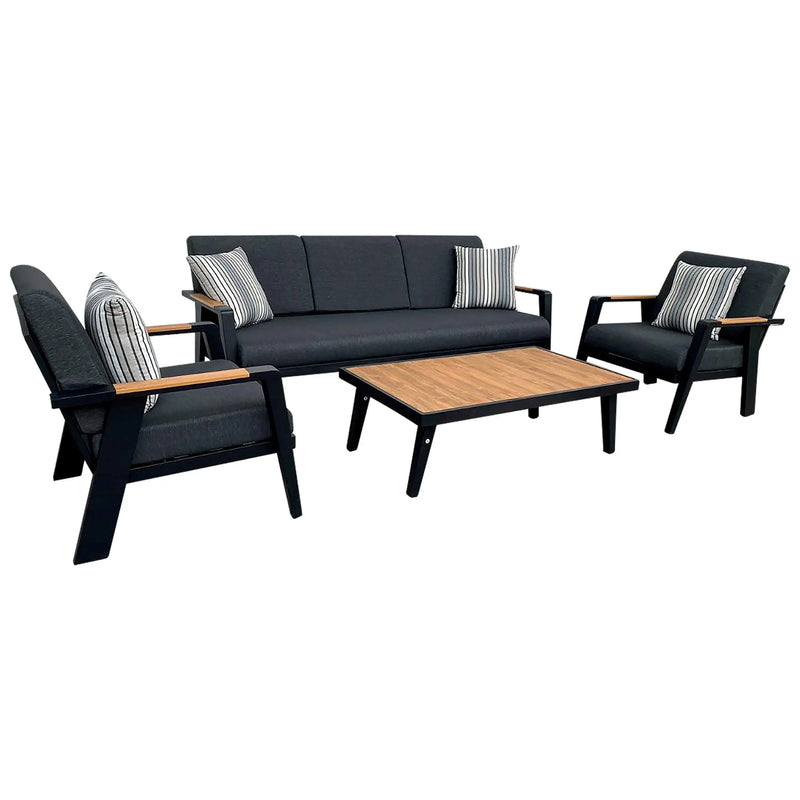 Cargue la imagen en el visor de la galería, Sala para Exterior e Interior de Aluminio Color Negro ANABELLE- TRIPLE-01223-Blk