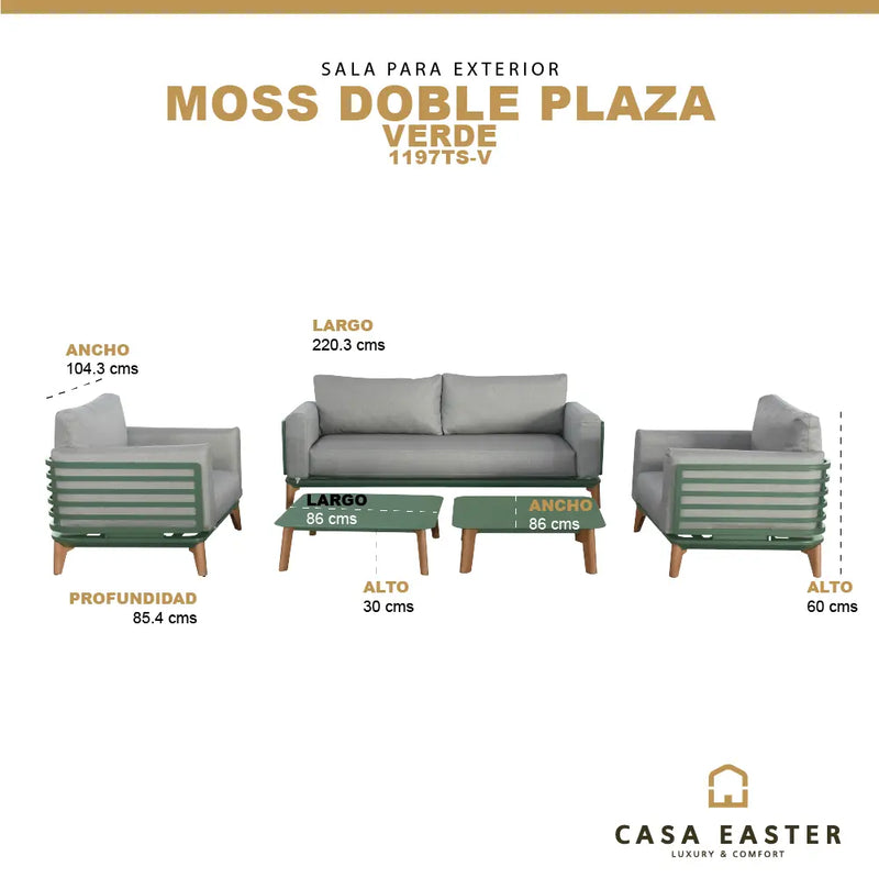 Cargue la imagen en el visor de la galería, Sala para Exterior e Interior de Aluminio Color Verde MOSS DOBLE-1193DO-VE CasaEaster