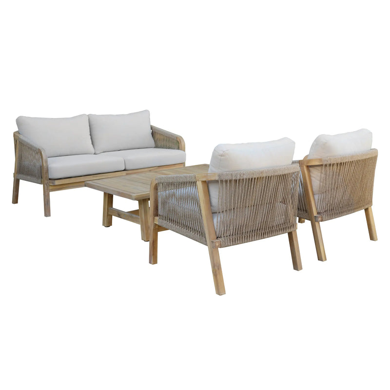Cargue la imagen en el visor de la galería, Sala para Exterior e Interior de Madera Acacia Color Blanco RIMINI DOBLE-RIMI02 CasaEaster