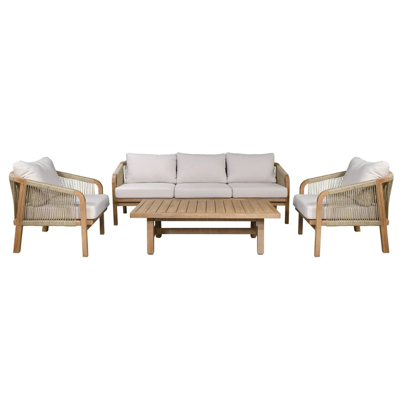 Cargue la imagen en el visor de la galería, Sala para Exterior e Interior de Madera Acacia Color Blanco RIMINI TRIPLE-SDMPERET CasaEaster