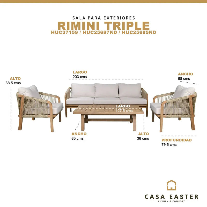 Cargue la imagen en el visor de la galería, Sala para Exterior e Interior de Madera Acacia Color Blanco RIMINI TRIPLE-SDMPERET CasaEaster