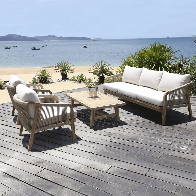 Cargue la imagen en el visor de la galería, Sala para Exterior e Interior de Madera Acacia Color Blanco RIMINI TRIPLE-SDMPERET CasaEaster