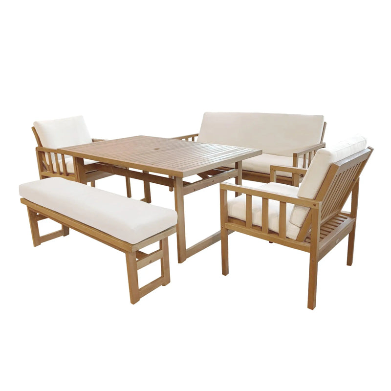 Cargue la imagen en el visor de la galería, Sala para Exterior e Interior de Madera Teca Color Beige CUBA-HUC WCB