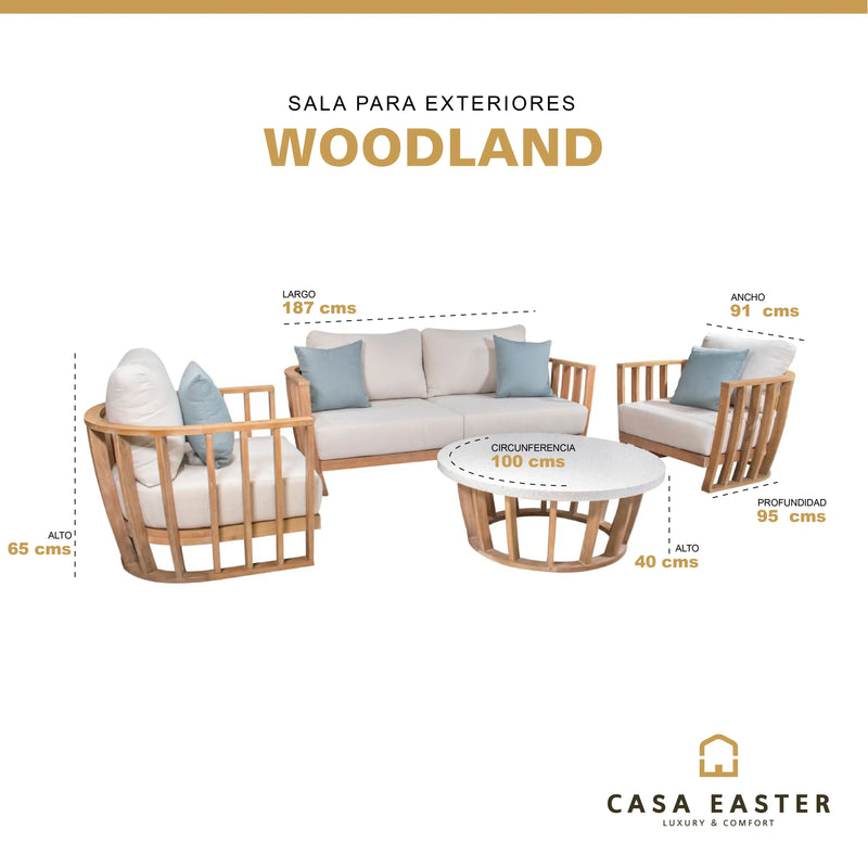 Load image into Gallery viewer, Sala para Exterior e Interior de Madera Teca Color Blanco WOODLAND-WOD1 CasaEaster