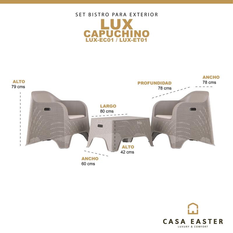 Cargue la imagen en el visor de la galería, Sala para Exterior e Interior de Plástico Color Champange CasaEaster