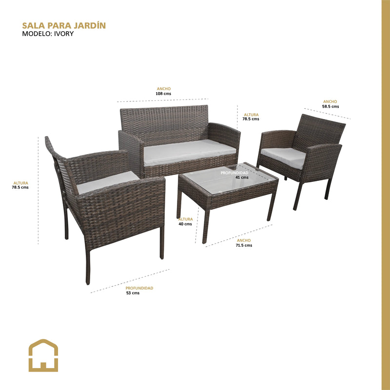 Cargue la imagen en el visor de la galería, Sala para Exterior e Interior de Rattan Color Cafe IVORY-SFS004