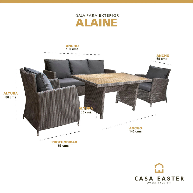 Cargue la imagen en el visor de la galería, Sala para Exterior e Interior de Rattan Color Carbon ALAINE TRIPLE-129888 CasaEaster