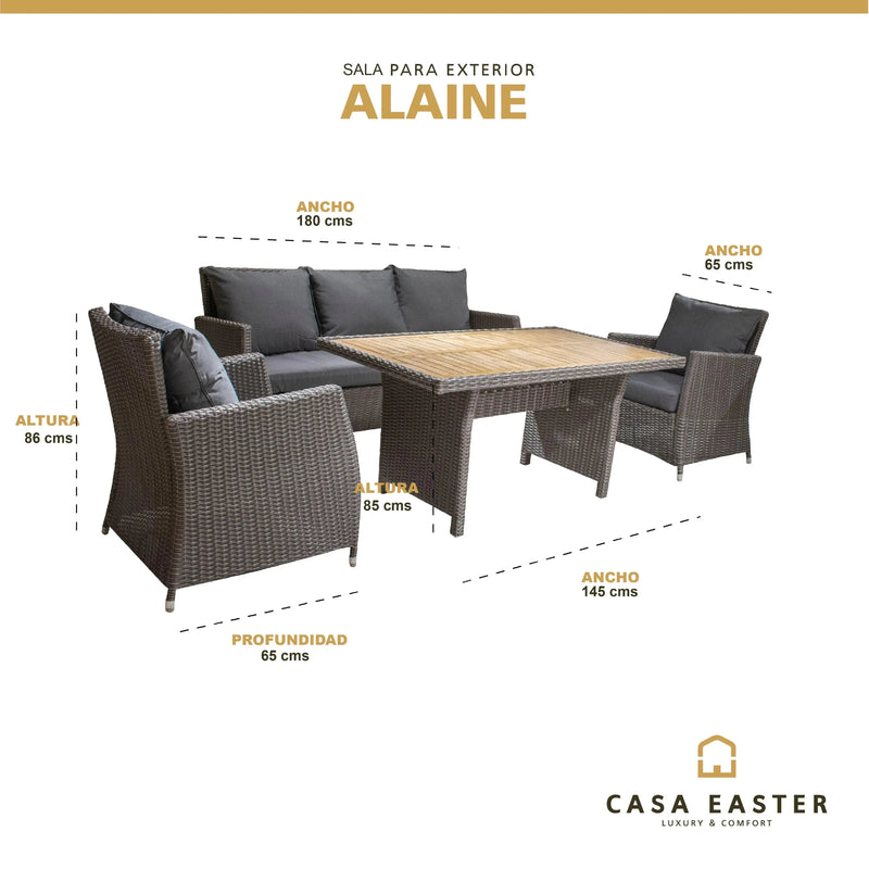 Cargue la imagen en el visor de la galería, Sala para Exterior e Interior de Rattan Color Carbon ALAINE TRIPLE-129888 CasaEaster