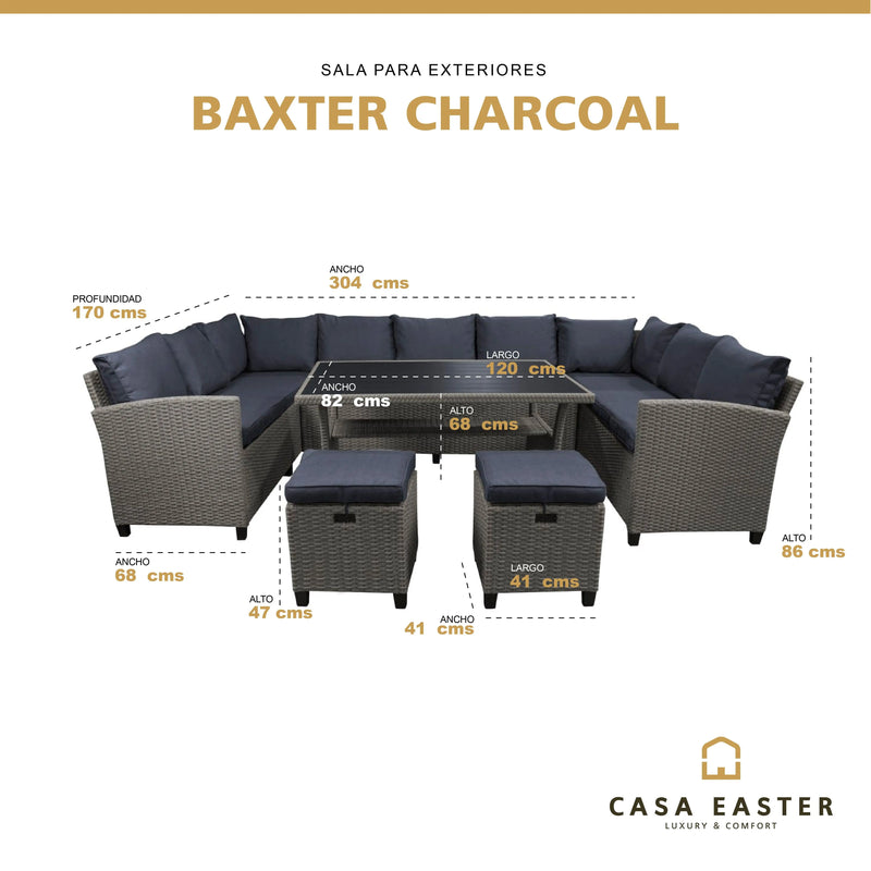 Cargue la imagen en el visor de la galería, Sala para Exterior e Interior de Rattan Color Carbon BAXTER-HUC37882