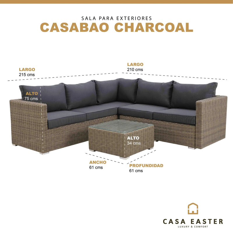 Cargue la imagen en el visor de la galería, Sala para Exterior e Interior de Rattan Color Carbon CASABAO-HUC39543
