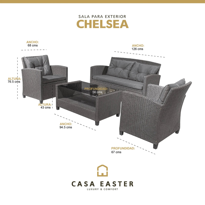 Cargue la imagen en el visor de la galería, Sala para Exterior e Interior de Rattan Color Café CHELSEA-S-3001