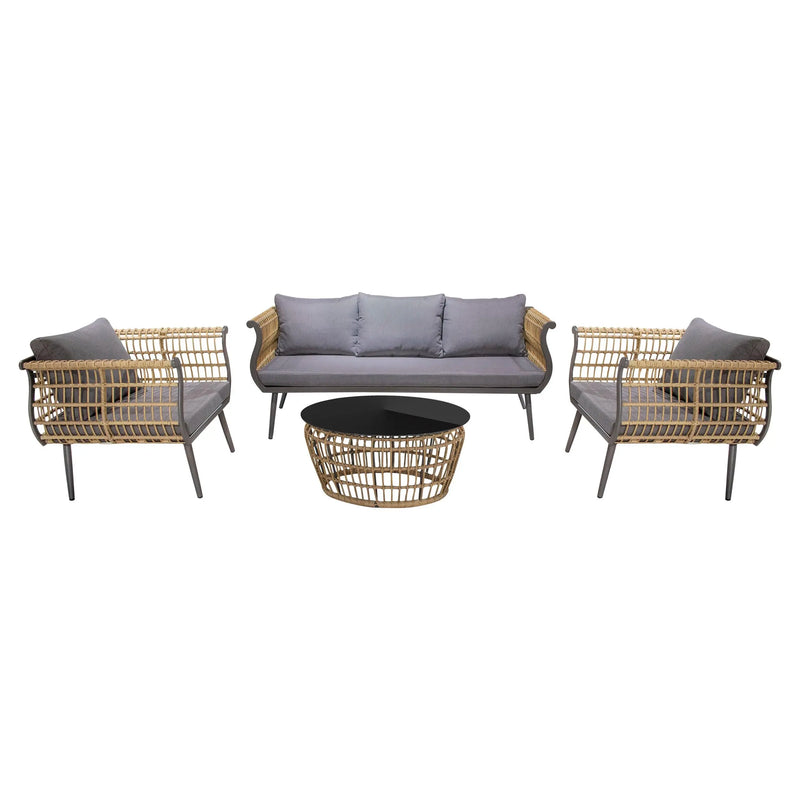 Cargue la imagen en el visor de la galería, Sala para Exterior e Interior de Rattan Color Carbon MALTA TRIPLE-MAL