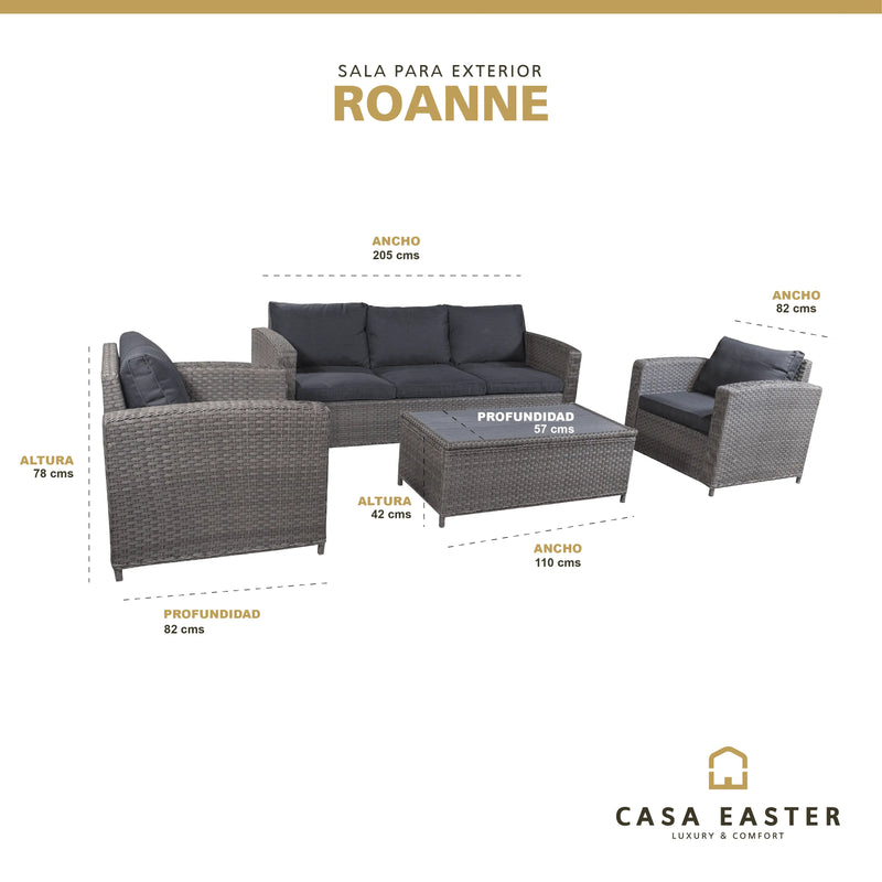 Cargue la imagen en el visor de la galería, Sala para Exterior e Interior de Rattan Color Carbon ROANNE-HUC39677 CasaEaster