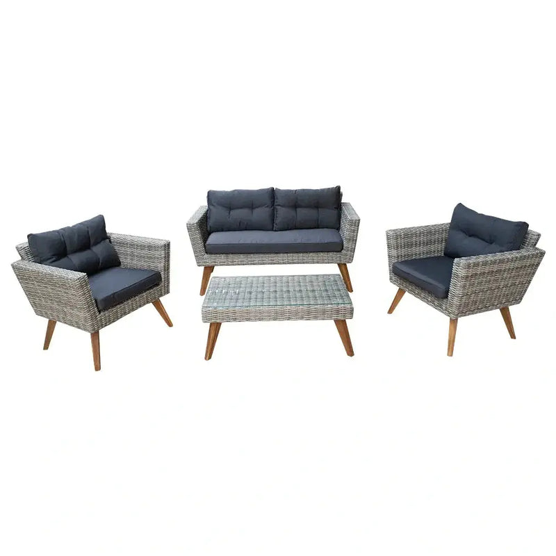 Cargue la imagen en el visor de la galería, Sala para Exterior e Interior de Rattan Color Carbon- VITA DOBLE-VITA