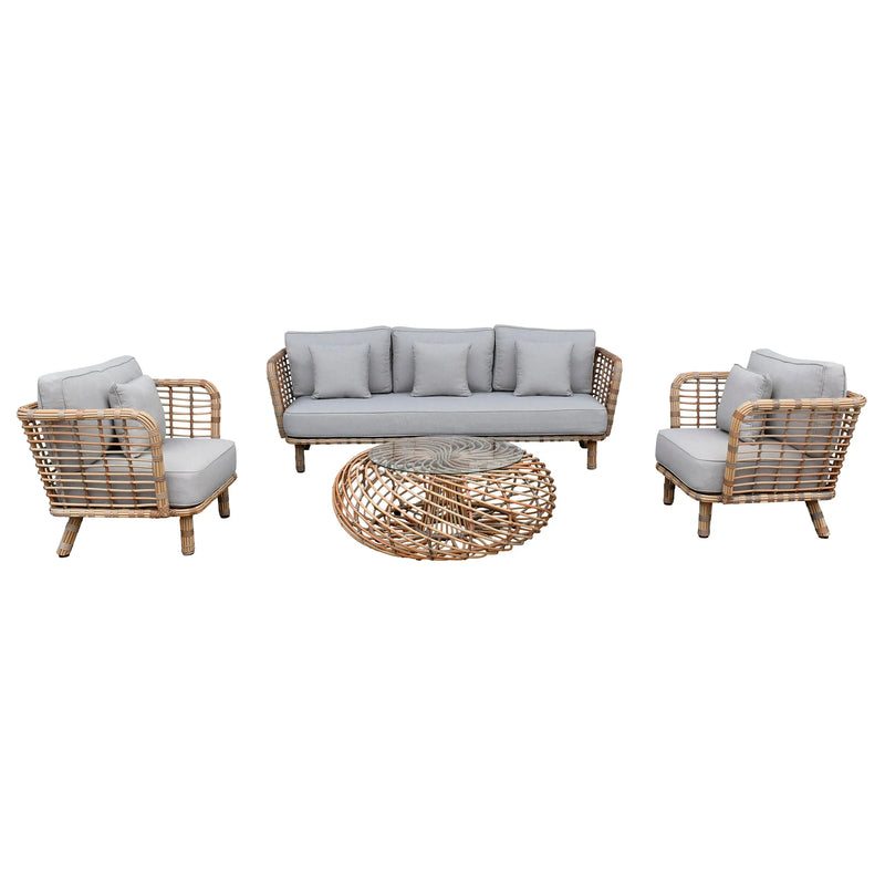 Cargue la imagen en el visor de la galería, Sala para Exterior e Interior de Rattan Color Natral NIAH TRIPLE-NIAH04TRI CasaEaster