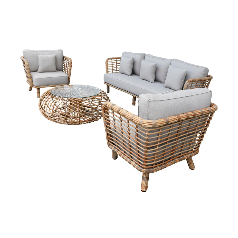 Cargue la imagen en el visor de la galería, Sala para Exterior e Interior de Rattan Color Natral NIAH TRIPLE-NIAH04TRI CasaEaster