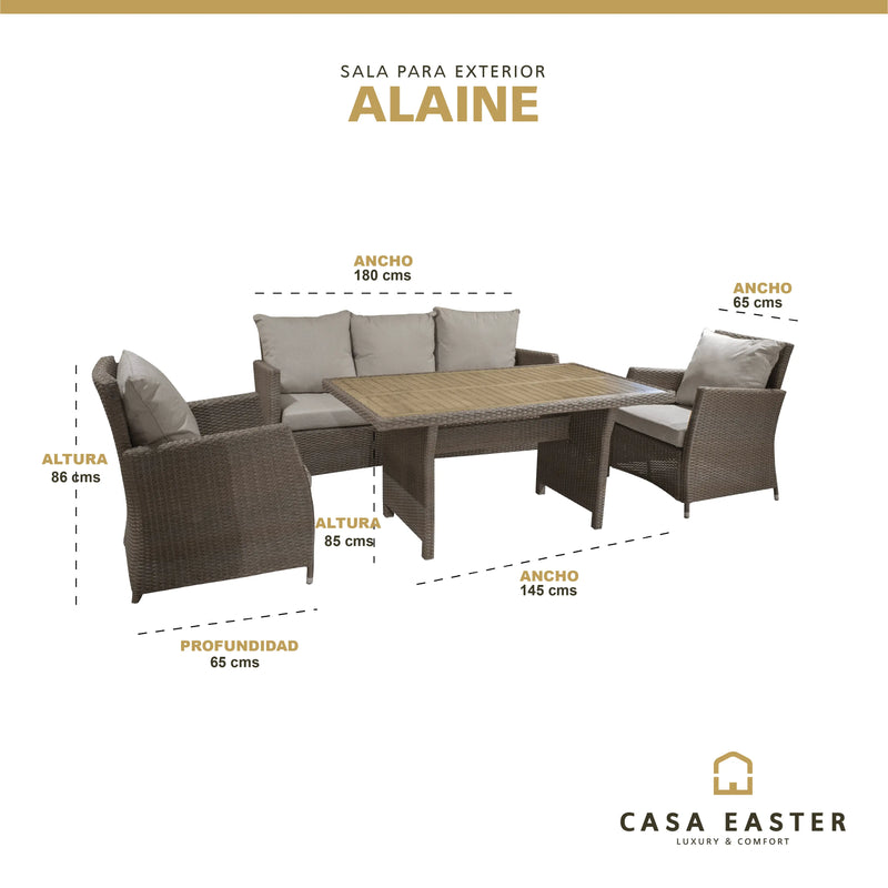 Cargue la imagen en el visor de la galería, Sala para Exterior e Interior de Rattan Color Natural ALAINE TRIPLE-SRATN CasaEaster
