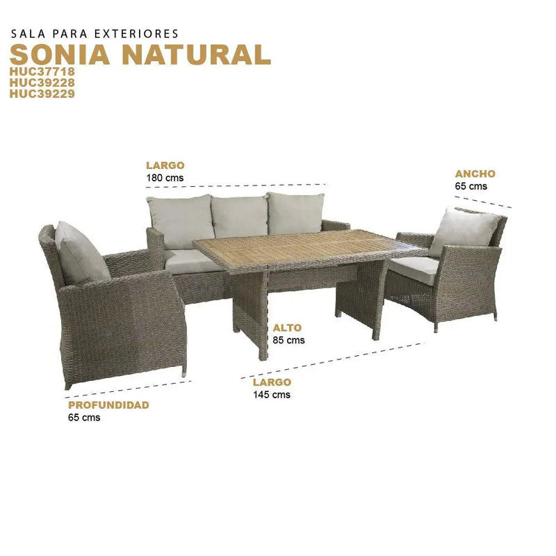 Cargue la imagen en el visor de la galería, Sala para Exterior e Interior de Rattan Color Natural SONIA-HUC37718