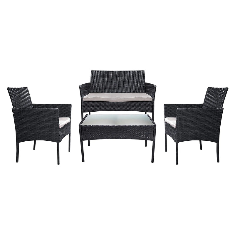 Cargue la imagen en el visor de la galería, Sala para Exterior e Interior de Rattan Color Negro ERICK-SFS003-1 CasaEaster