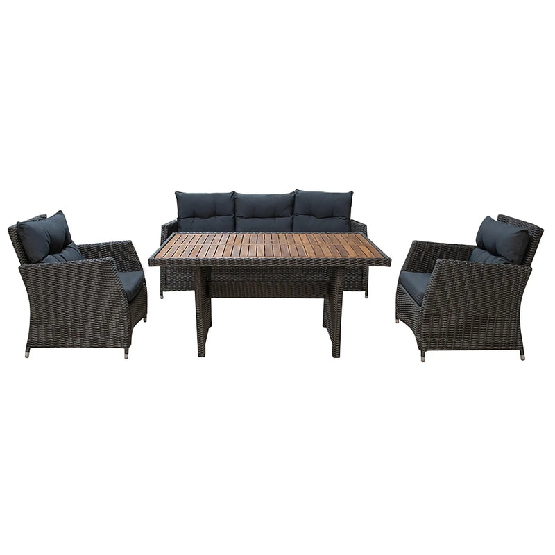 Cargue la imagen en el visor de la galería, Sala para Exterior e Interior de Rattan Color Negro ISLA-SRIDB