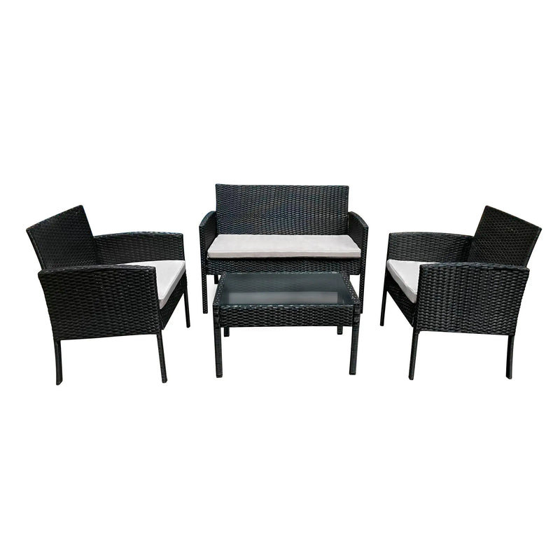 Cargue la imagen en el visor de la galería, Sala para Exterior e Interior de Rattan Color Negro IVORY-SNN