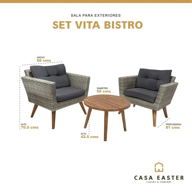Cargue la imagen en el visor de la galería, Set de Rattan Color Carbon Vita Bistro-4947179836 CasaEaster