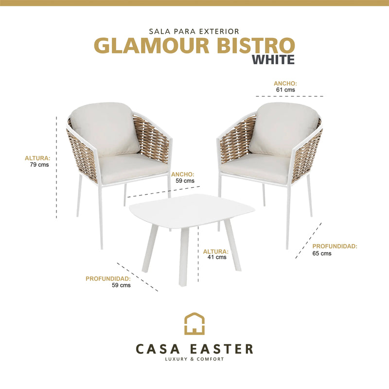 Cargue la imagen en el visor de la galería, Set para Exterior e Interior Color Blanco GLAMOUR BISTRO-4322031932