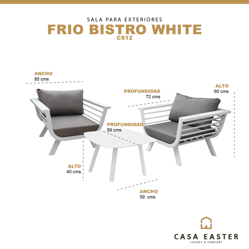Cargue la imagen en el visor de la galería, Set para Exterior e Interior de Aluminio Color Blanco FRIO BISTRO-CS12 CasaEaster