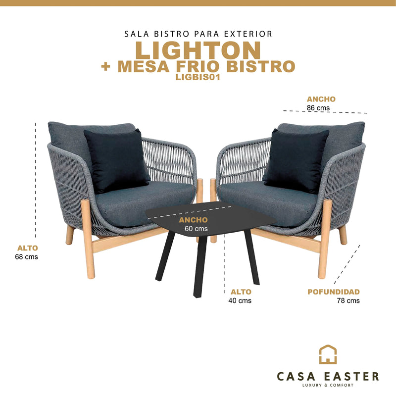 Cargue la imagen en el visor de la galería, Set para Exterior e Interior de Aluminio Color Gris LIGHTON BISTRO-LIGBIS01 CasaEaster