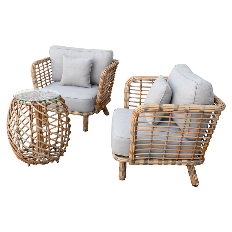 Cargue la imagen en el visor de la galería, Set para Exterior e Interior de Rattan Color Natural NIAH BISTRO-NIAH03BIS CasaEaster