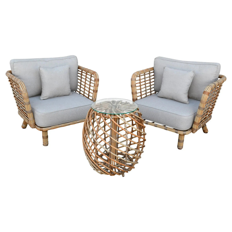 Cargue la imagen en el visor de la galería, Set para Exterior e Interior de Rattan Color Natural NIAH BISTRO-NIAH03BIS