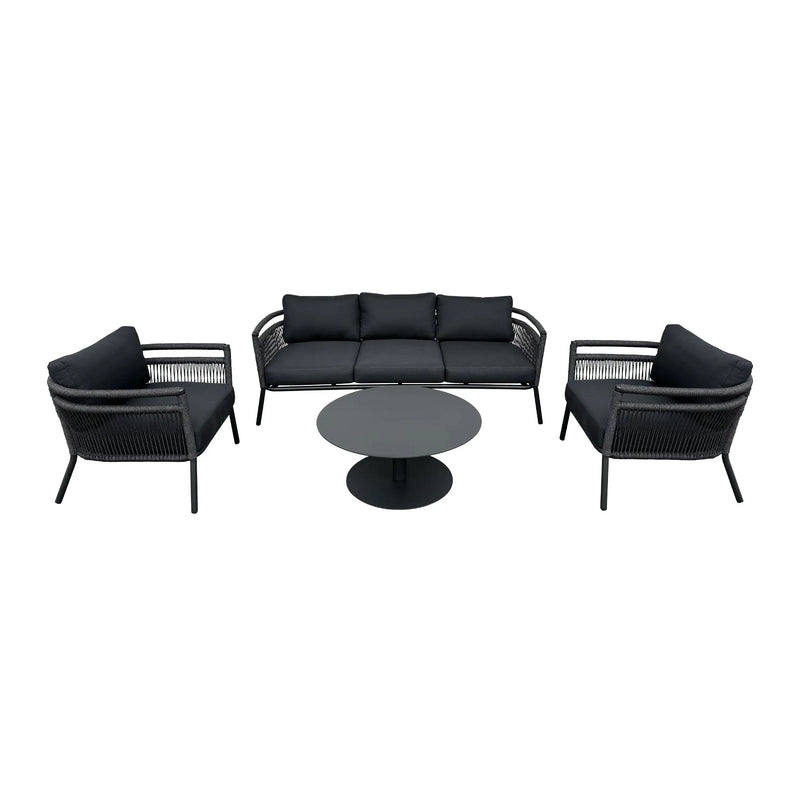 Cargue la imagen en el visor de la galería, Set para exterior e interior Color Carbon Acapulco Triple + mesa ESSO CasaEaster