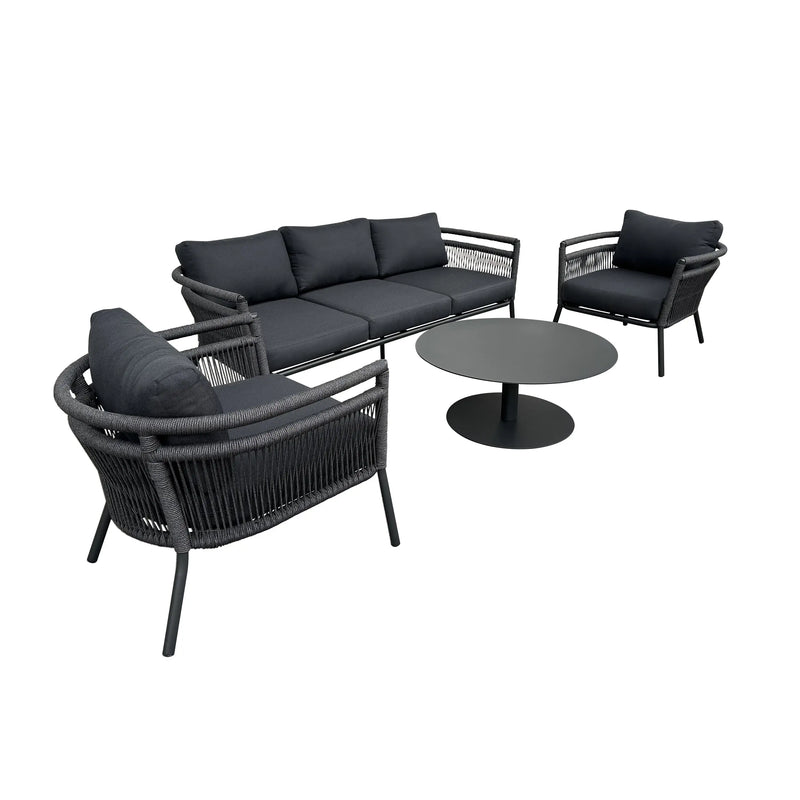Cargue la imagen en el visor de la galería, Set para exterior e interior Color Carbon Acapulco Triple + mesa ESSO CasaEaster