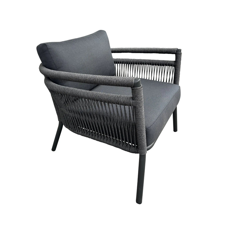 Cargue la imagen en el visor de la galería, Set para exterior e interior Color Carbon Acapulco Triple + mesa ESSO CasaEaster